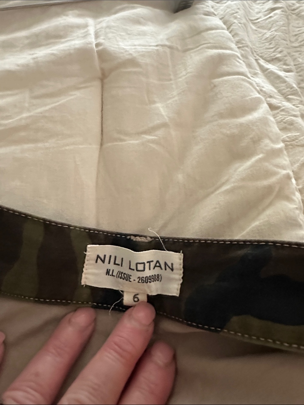 Nili Lotan Green & Brown Camo Pant Emerson style name barrel leg - Picture 3 of 5